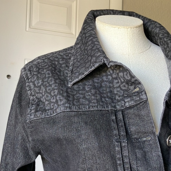 Denim Jacket- Black and Leopard - Picture 2 of 13